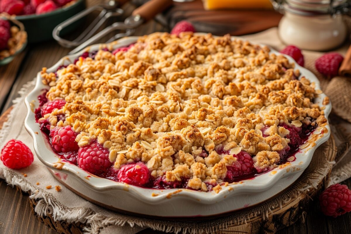 Crumble aux framboises : la recette facile et gourmande