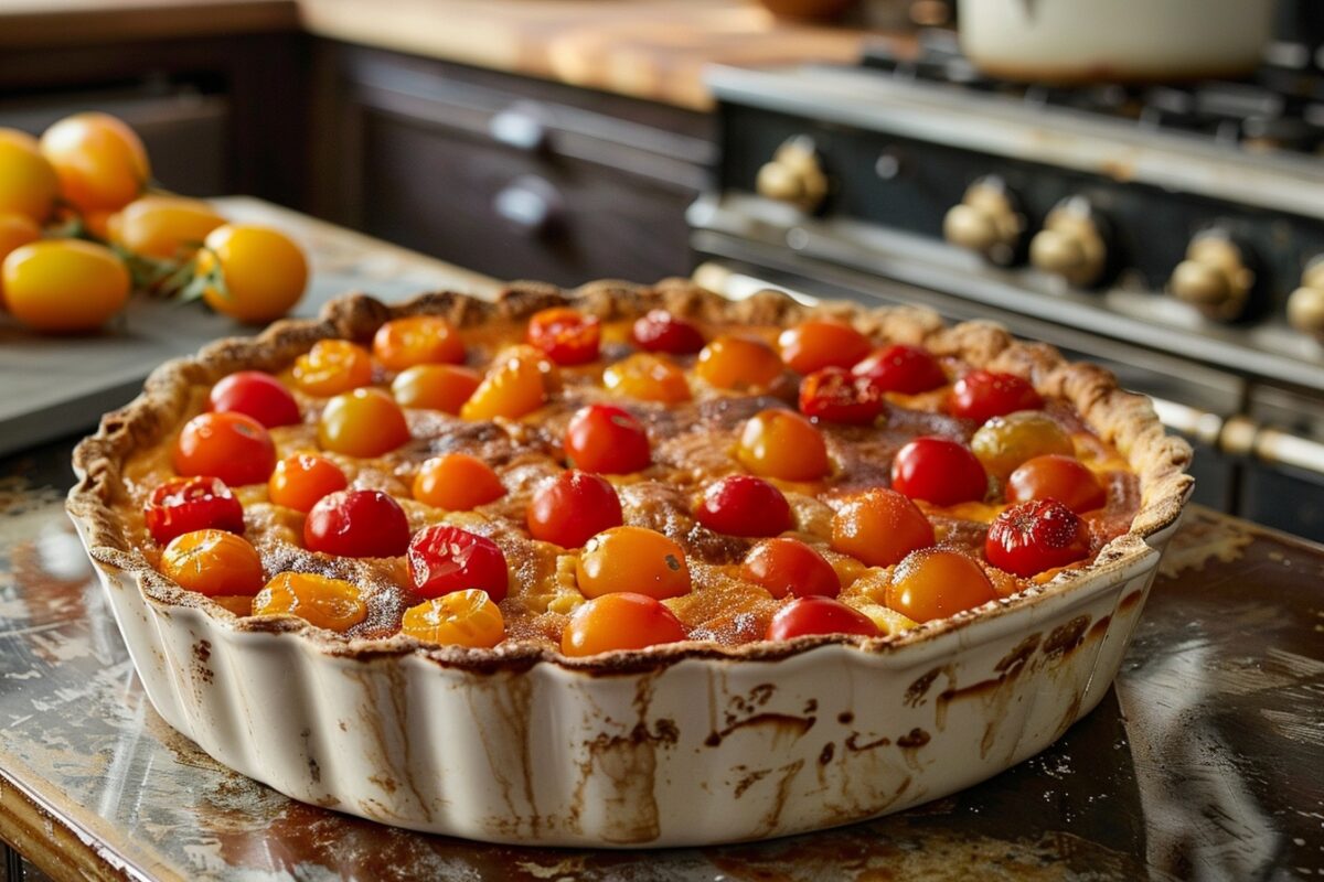 Découvrez comment impressionner vos invités avec un clafoutis de tomates cerises savoureux et simple à réaliser