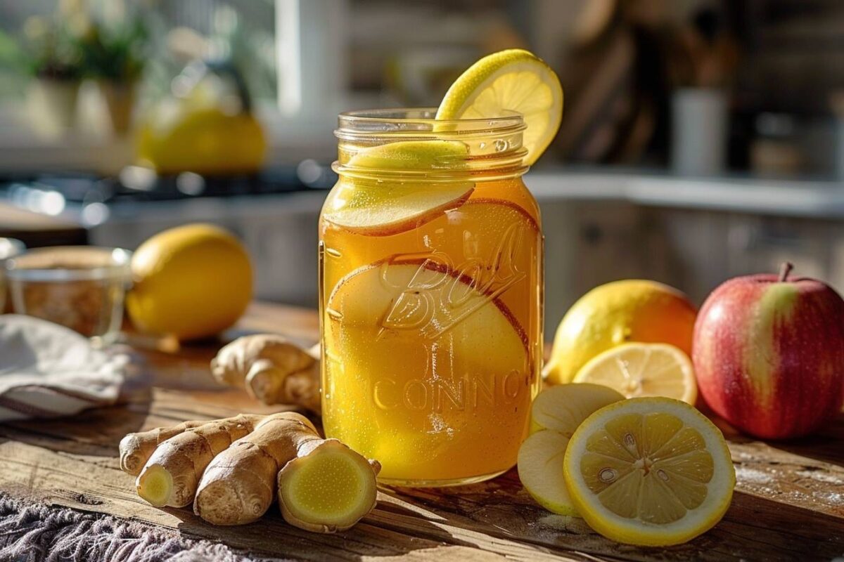 Découvrez comment réaliser un délicieux sirop de gingembre, pomme et citron pour égayer vos papilles