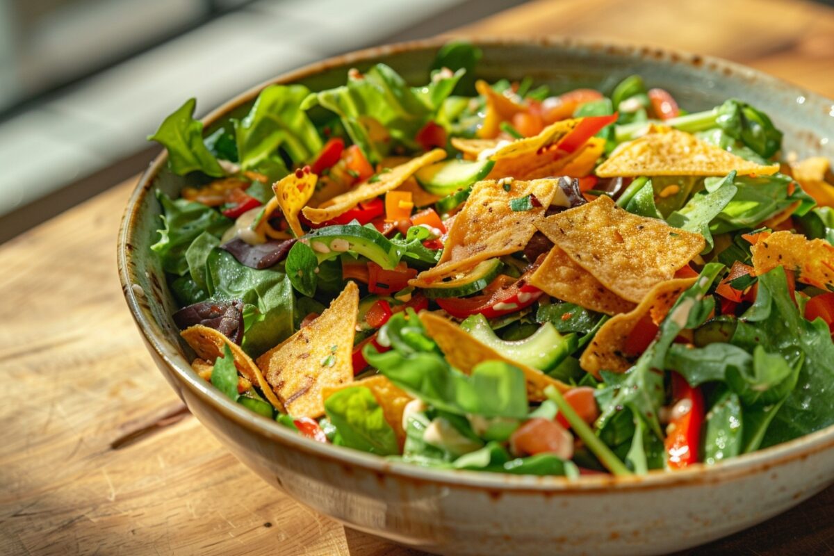 Découvrez comment révolutionner votre dîner avec une salade verte aux nachos surprenante et délicieuse