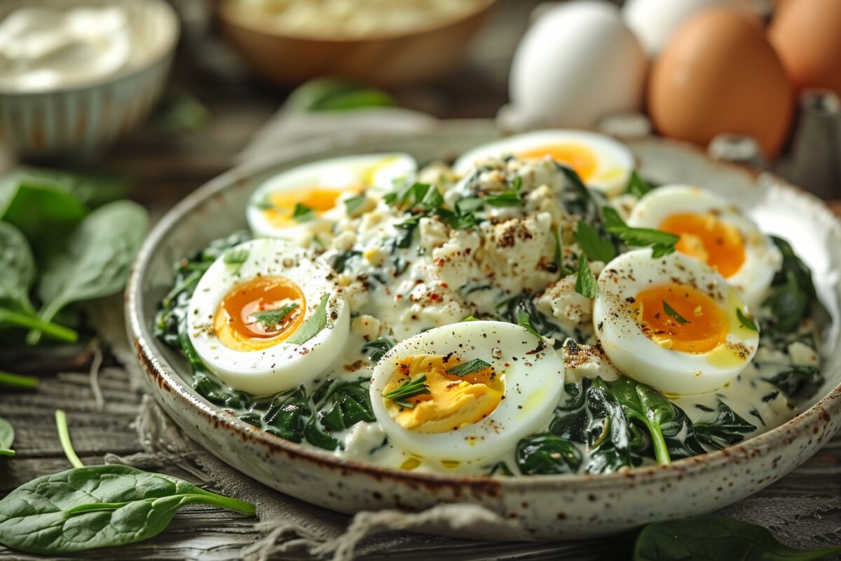 Découvrez comment transformer des épinards et oeufs durs en un plat exquis avec la béchamel