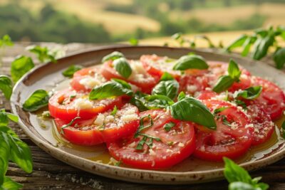 Découvrez comment transformer une simple salade de tomate en un festin italien plein de fraîcheur et de saveurs