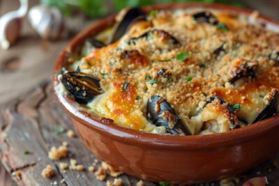 Découvrez comment transformer vos moules en un gratin irrésistible au comté et à l’ail