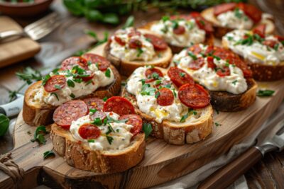 Découvrez l’art des toasts aux petits-suisses et chorizo pour pimenter vos apéritifs