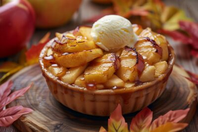 Découvrez la douceur de l’automne avec notre recette de délice aux pommes et sa glace à la vanille