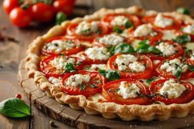 Découvrez la recette de la tarte fondante tomate et chèvre qui enchantera vos papilles et égaiera vos soirées