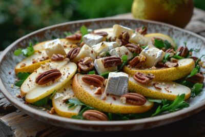 Découvrez la sublime harmonie de la poire au brie et noix de pécan, une entrée qui éveillera vos papilles