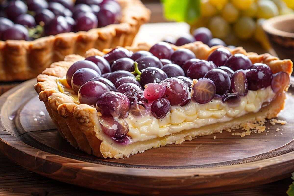 Découvrez la tarte aux raisins et petits-suisses, une douceur qui ravira vos papilles et égaiera vos fins de repas