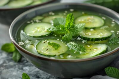 Découvrez le potage de concombre à la menthe, une recette fraîcheur parfaite pour l’été