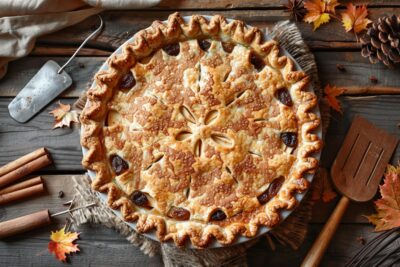 Explorez la douceur de l’automne avec notre recette de tourte aux pommes, raisins et cannelle