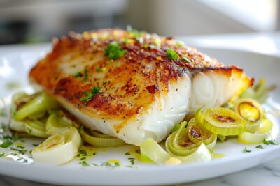 Redécouvrez le cabillaud : une recette subtile de poisson sur lit de poireaux fondus