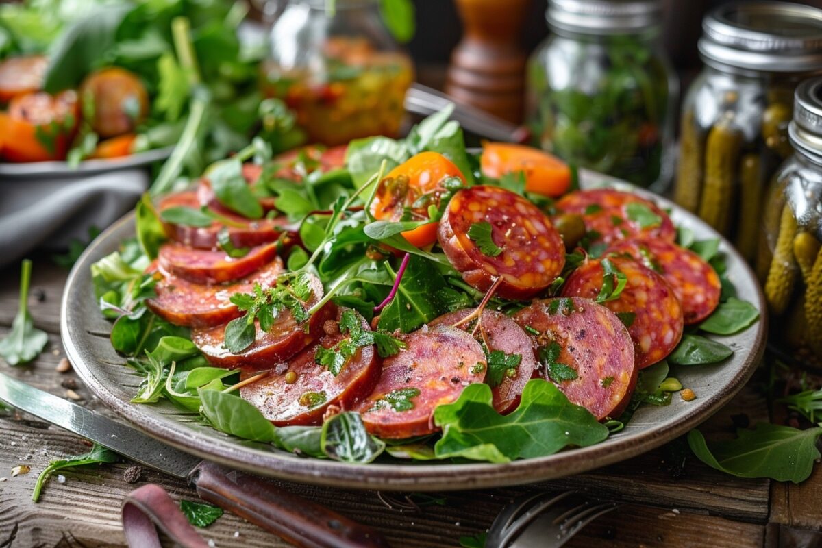 Redécouvrez les saveurs d’autrefois avec cette salade au saucisson, une recette simple qui ravira toute la famille