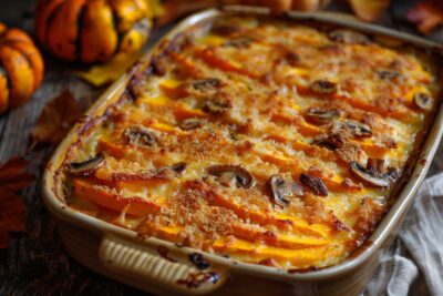 Redécouvrez les saveurs de l’automne avec ce gratin de potiron et bolets, une recette réconfortante et savoureuse