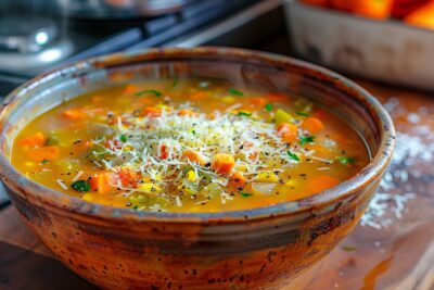 Redécouvrez les saveurs de l’hiver avec ce potage de légumes et tome de Savoie, une recette réconfortante