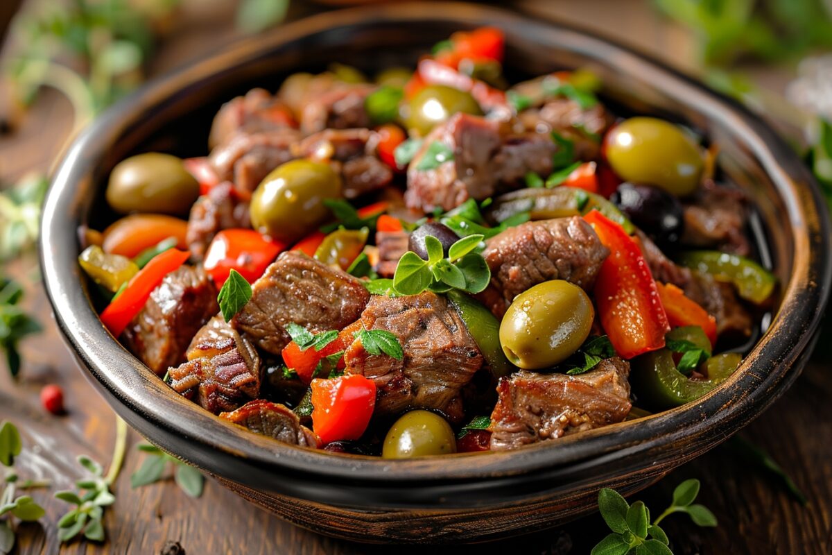 Redécouvrez les saveurs de la Méditerranée avec cette recette d’agneau aux poivrons et olives